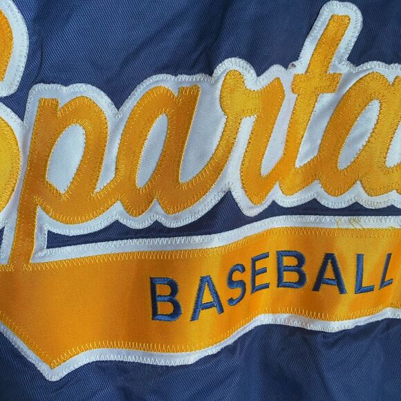 Vintage Spartans Baseball Jacket Windbreaker Mens Size Large Yellow Navy - Picture 4 of 7